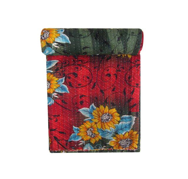 Ethnic Twin Sari Patchwork Kantha Quilt Vintage Reversible Handmade Throw - image 1