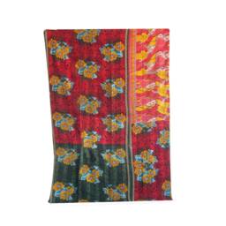 Ethnic Twin Sari Patchwork Kantha Quilt Vintage Reversible Handmade Throw - thumbnail 3