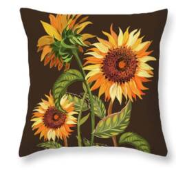 Sunflower Floral Throw Pillow, Retro Vintage Cushion, Durable Fabric, 16x16 To 20x20 Inches, Original Design - thumbnail 4