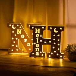Personalized Wooden Night Light, Custom Name Initial Light For Baby, Baby Lamp, Baby Shower Gift Baby Girl Boy, Nursery Decor - thumbnail 3