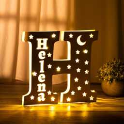 Personalized Wooden Night Light, Custom Name Initial Light For Baby, Baby Lamp, Baby Shower Gift Baby Girl Boy, Nursery Decor - thumbnail 2