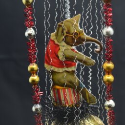Vintage Christmas Ornament With Dresden Trims, Victorian Die Cuts & Mercury Glass Beads - thumbnail 3