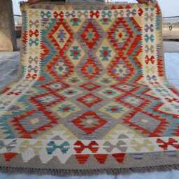 5x7 Ft Afghan Maimana Kilim Rug, New Flatweave Tribal Turkmen Oriental Rug, Vintage Rug For Bedroom, Livingroom - thumbnail 4