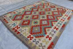 5x7 Ft Afghan Maimana Kilim Rug, New Flatweave Tribal Turkmen Oriental Rug, Vintage Rug For Bedroom, Livingroom - thumbnail 1