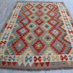5x7 Ft Afghan Maimana Kilim Rug, New Flatweave Tribal Turkmen Oriental Rug, Vintage Rug For Bedroom, Livingroom - thumbnail 2