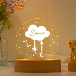 Moon & Star Custom Name Light, Personalized Baby Night Light, Gift For Kids, Newborn Gift, Personalized Birthday Gift, Acrylic Light - thumbnail 3