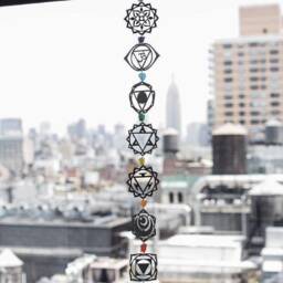Chakra Yoga Chime Wall Decor- Brass Symbols With Quartz Stones - Promoting Health- Ariana Ost - thumbnail 4