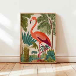 Pink Flamingo Print, Tropical Wall Art, Nature Decor