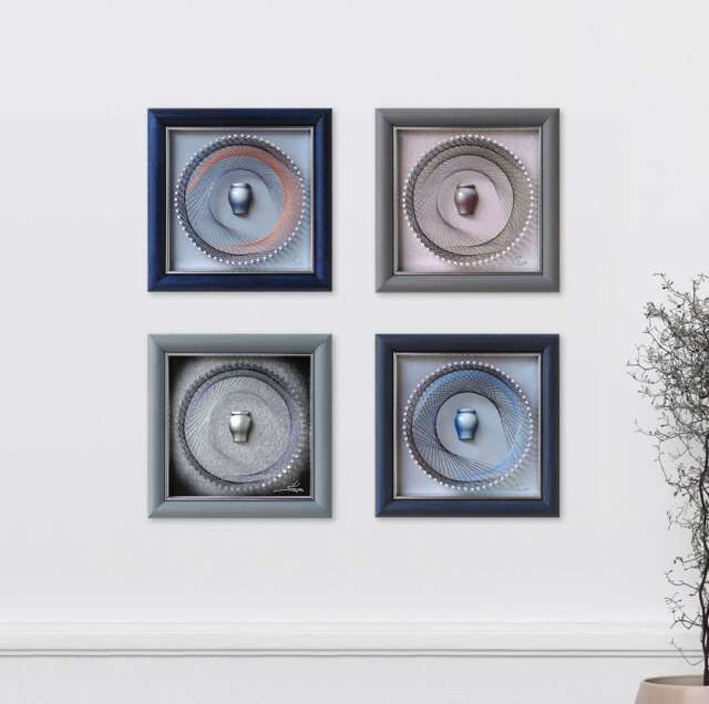 Handmade Pastel String Art Set - Framed Geometric Pots Wall Decor - image 1