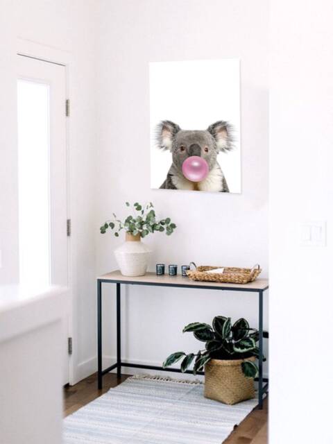 Bubble Gum Wall Art. Cute Animals Kids Birthday Gift. Koala Digital Poster. Chewing Poster For Office - image 1