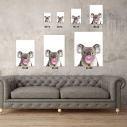 Bubble Gum Wall Art. Cute Animals Kids Birthday Gift. Koala Digital Poster. Chewing Poster For Office - thumbnail 3