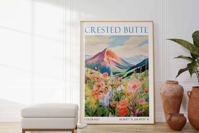 Crested Butte Travel Poster, Summer Time, Colorado Art Print, Gift, Artwork - image 1