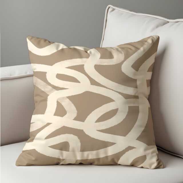 Neutral Abstract Loop Cushion Cover, Beige & Cream Minimalist Throw Pillow Modern Sofa Accent, Contemporary Home Decor - image 1