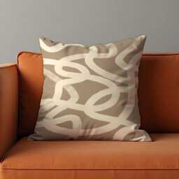 Neutral Abstract Loop Cushion Cover, Beige & Cream Minimalist Throw Pillow Modern Sofa Accent, Contemporary Home Decor - thumbnail 2