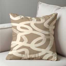 Neutral Abstract Loop Cushion Cover, Beige & Cream Minimalist Throw Pillow Modern Sofa Accent, Contemporary Home Decor