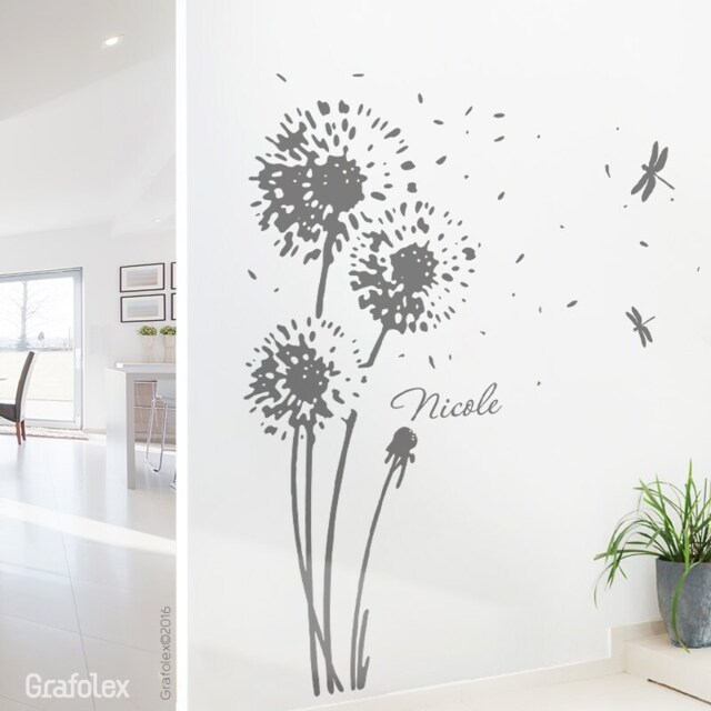 Wall Sticker Dandelion & Desired Name - Wall Decoration Floral Decal Decor Vinyl W707 - image 1