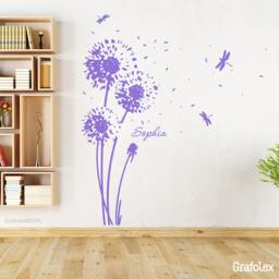 Wall Sticker Dandelion & Desired Name - Wall Decoration Floral Decal Decor Vinyl W707 - thumbnail 2