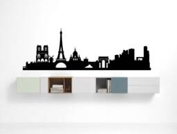 Paris Wall Art Decor Decal, Cityscape Decor, Sticker, Gift, Skyline Art