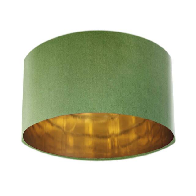 Olive Green Velvet Lamp Shade & Gold Lining - image 1