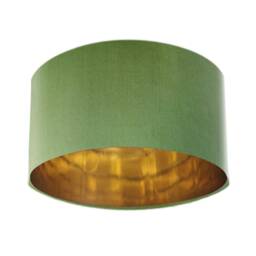 Olive Green Velvet Lamp Shade & Gold Lining - thumbnail 1