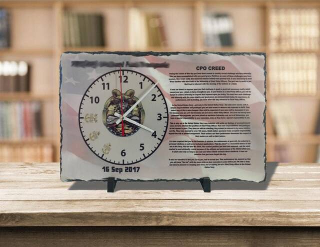 Navy Chief Creed Slate Clock