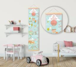 Personalised Height/ Growth Chart - Summer Days Beautiful Nursery & Bedroom Wall Decor Printed On A Luxury Fabric Ideal Keepsake - thumbnail 1
