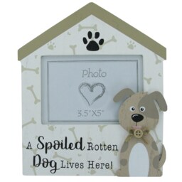 Dog Photo Frame Picture A Spoiled Rotten Lives Here Wooden Cream 3.5x5 - thumbnail 2