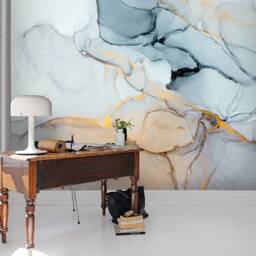 3D Marble Wallpaper, Gold Foil Wall Mural, Abstract Decor, Peel & Stick - thumbnail 2