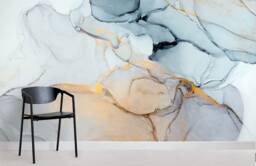 3D Marble Wallpaper, Gold Foil Wall Mural, Abstract Decor, Peel & Stick - thumbnail 1