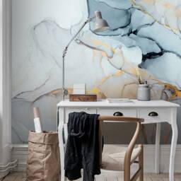 3D Marble Wallpaper, Gold Foil Wall Mural, Abstract Decor, Peel & Stick - thumbnail 3