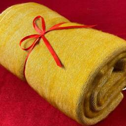 King Size Mustard Yellow Yak Wool Blanket Handmade Nepal Throw 110x60 - thumbnail 4