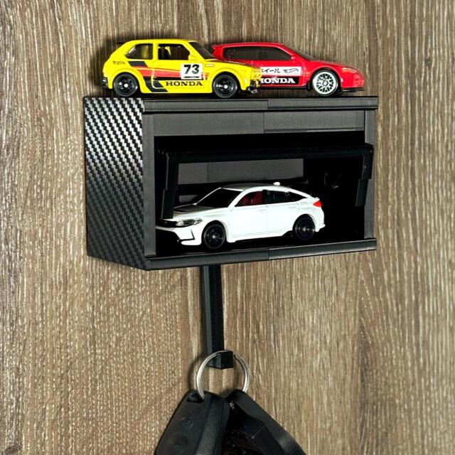Garage Key Holder For Hot Wheels - Carbon Fibre Look Wall-Mounted Car Hook 3D Printed Gift Him, Dad, Guy Decor, Man Gifts - image 1