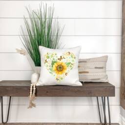 Sunflower Cushion , Botanical Plant Pillow Greenery Foliage Scatter Room Decor - Home - thumbnail 3