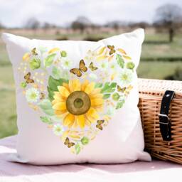 Sunflower Cushion , Botanical Plant Pillow Greenery Foliage Scatter Room Decor - Home - thumbnail 2