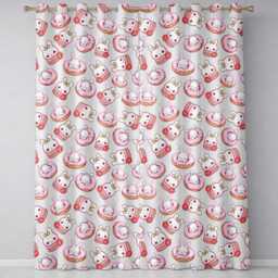 Cute Bunny Donut Strawberry Dessert Kawaii Cream Background Seamless Pattern Readymade Eyelet Ring Top Thermal 100% Blackout Curtains - thumbnail 2