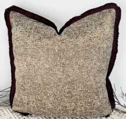 style No. 214 - Luxury Mocha Sheen Bronze Textured Pillow Fringed in Mocha. Pillow Fringed Chocolate Brown The Couture Cushion