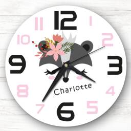 Kids Girls Room Cute Badger Face Custom Gift Personalised Clock - thumbnail 1