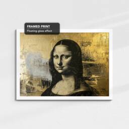 Mona Lisa Gold Abstract Oil Painting Framed Poster Print & Canvas Wall Decor Art Bedroom Home Interior Gift - thumbnail 3