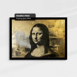 Mona Lisa Gold Abstract Oil Painting Framed Poster Print & Canvas Wall Decor Art Bedroom Home Interior Gift - thumbnail 2