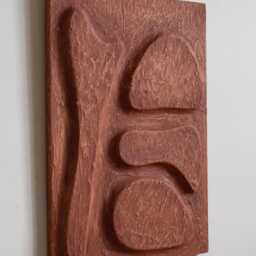 Japandi Red Textured Wall Art, Red Terracotta Earthy Artwork, Plaster Painting, Texture 3D Earth Tones Wabi Sabi Clay Artwork - thumbnail 2