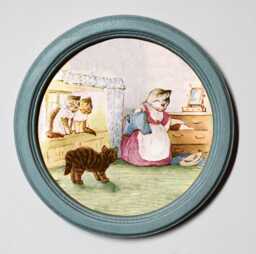 Tom Kitten Art Print in Round Wooden Frame, Nursery Wall Decor - thumbnail 1