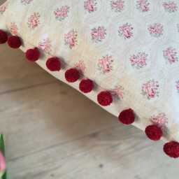 Custom Pompom Cushion Handmade in Kate Forman Agatha Linen - Please Note That Full Price Is On Quotation - thumbnail 3