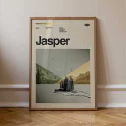 Jasper National Park Mid-Century Travel Poster, Abstract Minimalist Art Print, Canada Poster - thumbnail 1