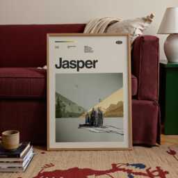 Jasper National Park Mid-Century Travel Poster, Abstract Minimalist Art Print, Canada Poster - thumbnail 2