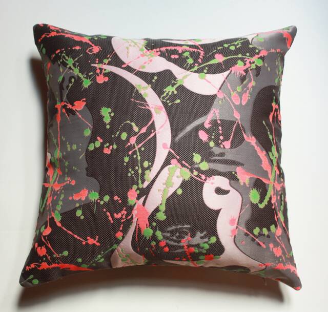 Splatter Paint Pillow Cover, Brown & Pink Cover, Artist Pattern, Splash, Pillow, Artist Abstract Art - image 1