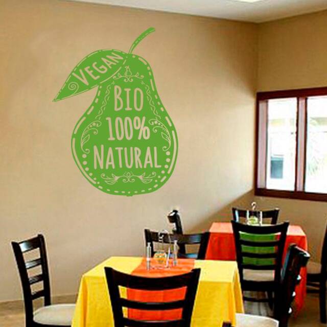 Vegan Restaurant Wall Decal Removable Vinyl Leaf Sticker 1849 - image 1