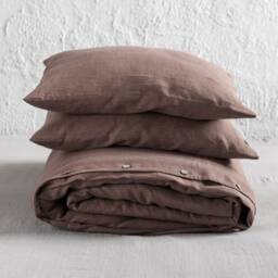 Linen Duvet Cover Set With Pillowcases, Muted Brown Bedding Sets Queen, King, Twin - thumbnail 2