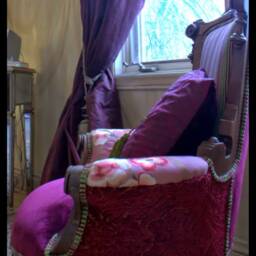 "Sanderson Floral Pillow Cover Plum Purple Silk & Cotton - 20""x 14" - thumbnail 2