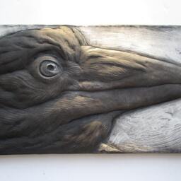Raven #2 Detailed Sculpture Black Tile Relief Art Crows - thumbnail 2