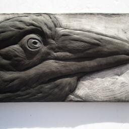 Raven #2 Detailed Sculpture Black Tile Relief Art Crows - thumbnail 4
